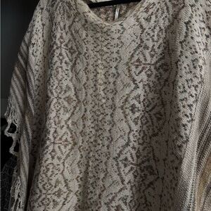 Free People Cream Patterned Poncho